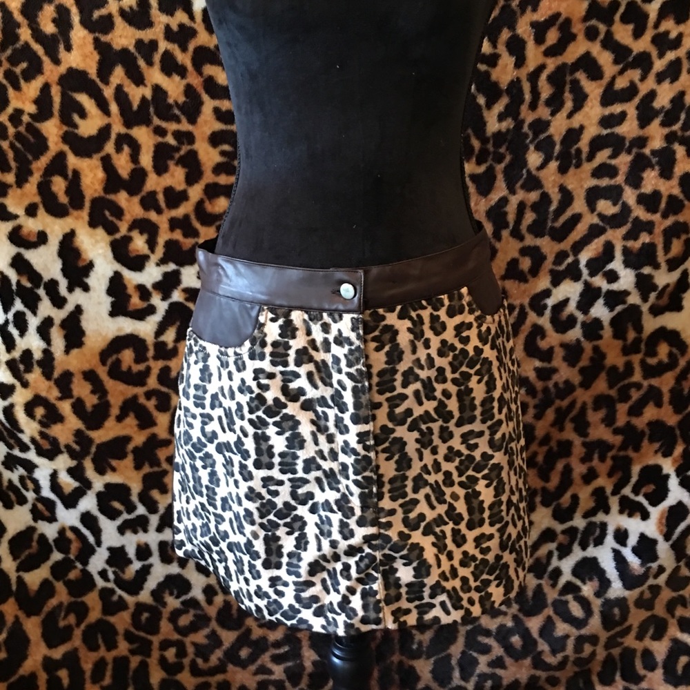 R4R faux brown leather and cheetah mini